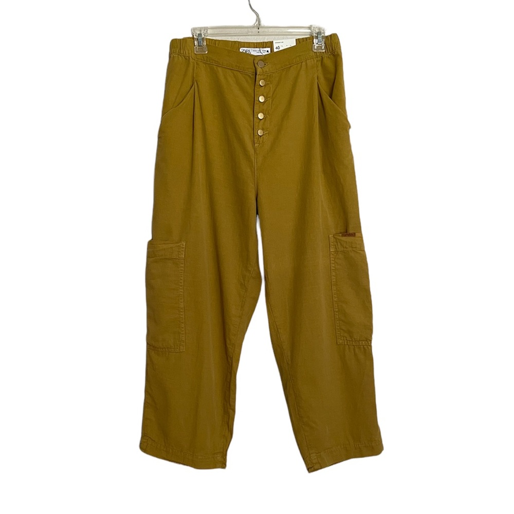ZARA High Waist Baggy Crop Pant NWT